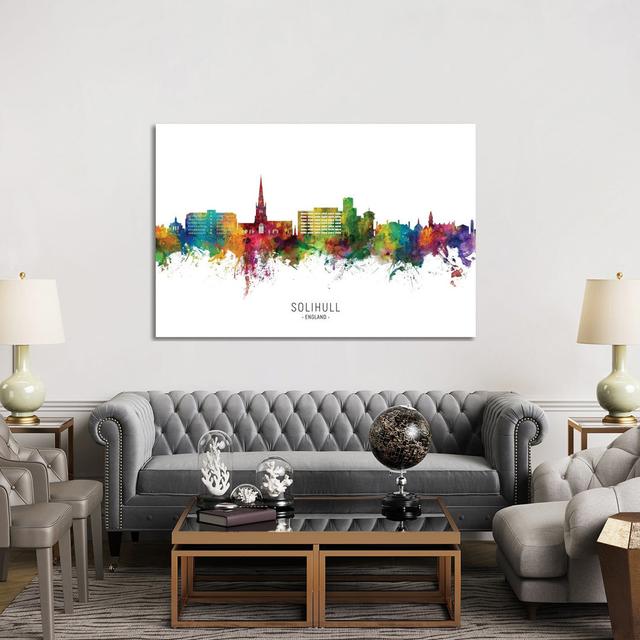 Solihull England Skyline City Name by Michael Tompsett - Wrapped Canvas Graphic Art Latitude Run Size: 101.6cm H x 152.4cm W x 3.81cm D on Productcaster.