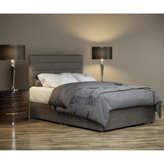 Sitka Divan Bed Base 17 Stories Size: Double (4'6), Colour: Slate on Productcaster.