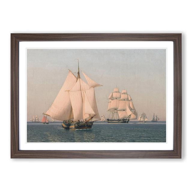 Ships Under Sail by Christoffer Wilhelm Eckersberg - Picture Frame Painting East Urban Home Frame Option: Walnut Framed, Size: 48cm H x 65cm W x 2cm D on Productcaster.