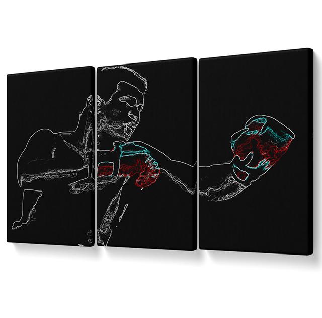 Muhammad Ali Canvas 3 Panel Set Ivy Bronx Size: 142.2cm H x 304.8cm W on Productcaster.