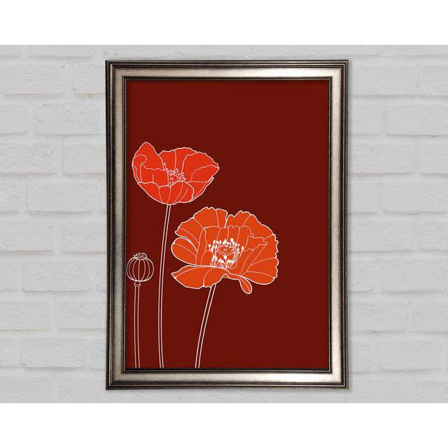 Red Poppies Maroon - Single Picture Frame Art Prints Ophelia & Co. Size: 29.7cm H x 21cm W x 1.5cm D on Productcaster.