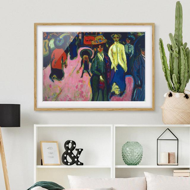 'Street, Dresden' by Ernst Ludwig Kirchner - Picture Frame Painting Print on Paper East Urban Home Frame Option: Natural oak wood, Size: 70cm H x 100c on Productcaster.