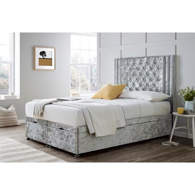 Divan Bed with 54" Floorstanding Headboard Wayfair Sleep Size: Double (4'6), Colour: Silver on Productcaster.