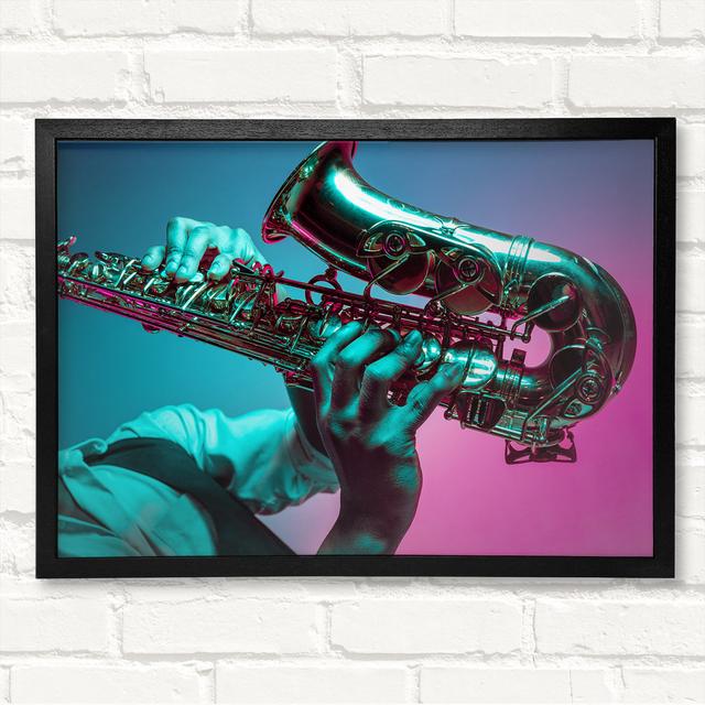 Saxaphone Player Fade - Closed Corner Frame Art Prints on Wood Latitude Run Size: 42cm H x 59.7cm W on Productcaster.