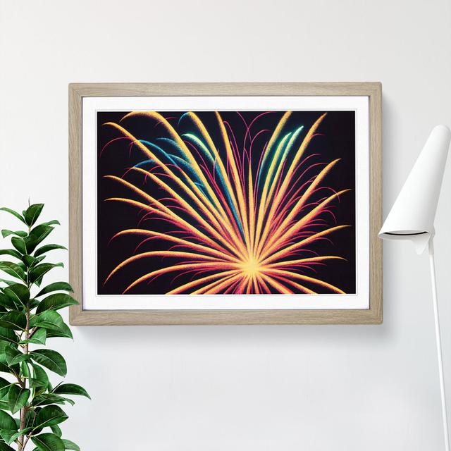 Boundless Fireworks - Picture Frame Graphic Art 17 Stories Size: 46cm H x 64cm W x 2cm D, Frame Colour: Oak Framed on Productcaster.