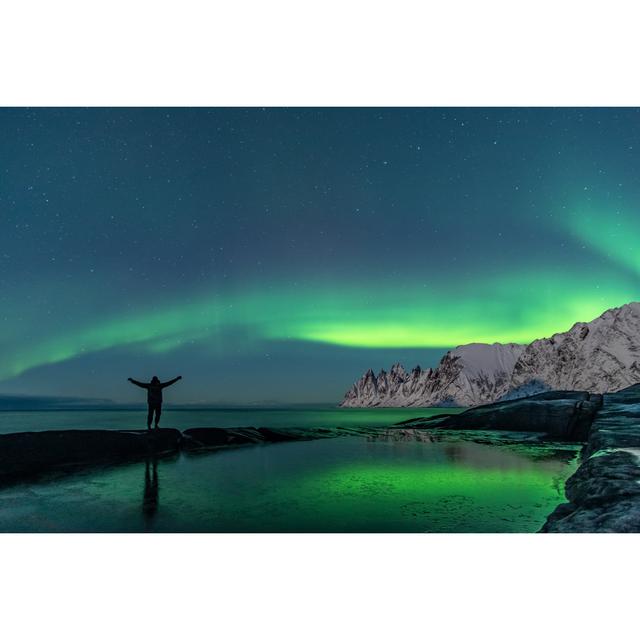 Aurora Borealis, Devil Teeth Mountains by - Wrapped Canvas Photograph 17 Stories Size: 30cm H x 46cm W on Productcaster.