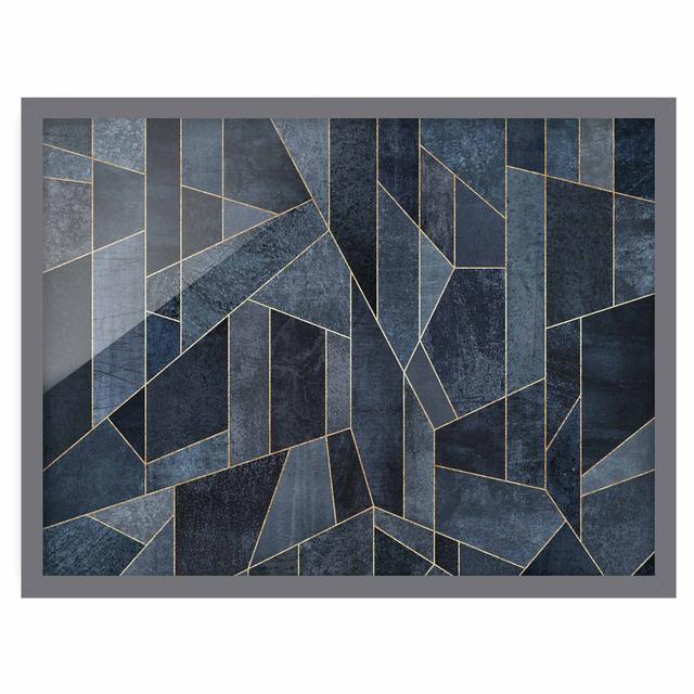 Blue Geometry Watercolour - Picture Frame Graphic Art Canora Grey Frame Option: Grey Framed, Size: 70cm H x 100cm W x 2cm D on Productcaster.