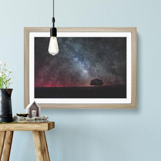 Stars Above a Lone Tree - Picture Frame Graphic Art East Urban Home Format: Oak Framed, Size: 62cm H x 87cm W x 2cm D on Productcaster.