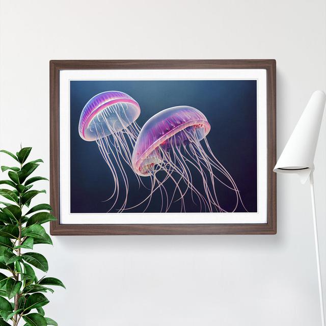 Jellyfish Art Vol.3 House of Hampton Frame Colour: Walnut Framed, Size: 25cm H x 34cm W x 2cm D on Productcaster.