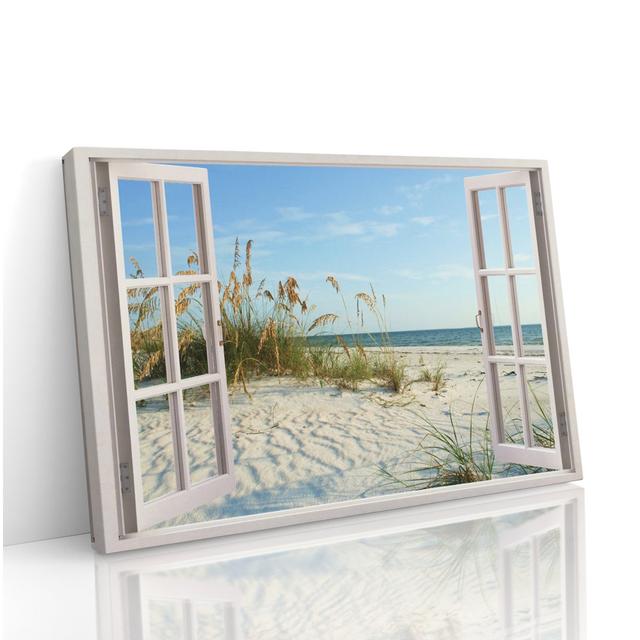 Sand Dunes Beach Reeds 3d Window View Canvas Print Wall Art - Wrapped Canvas Art Prints House of Hampton on Productcaster.