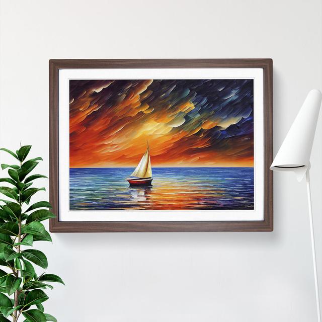 Sailing Boat on the Ocean Vol.2 Abstract - Picture Frame Painting Breakwater Bay Size: 34cm H x 46cm W x 2cm D, Frame Colour: Walnut on Productcaster.