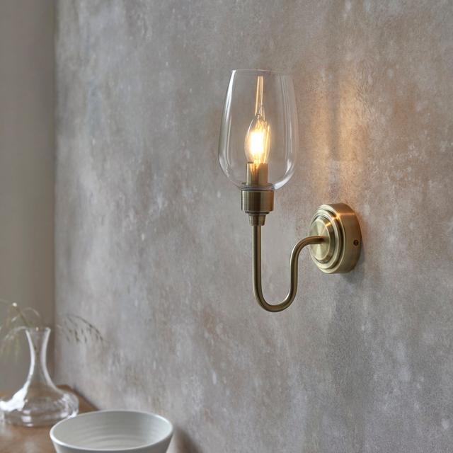 Nardin Nickel Armed Sconce Rosdorf Park Finish: Antique Brass Plate on Productcaster.