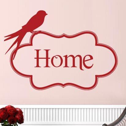 Home With Cute Bird Wall Sticker Brambly Cottage Colour: Dark Red, Size: Large on Productcaster.