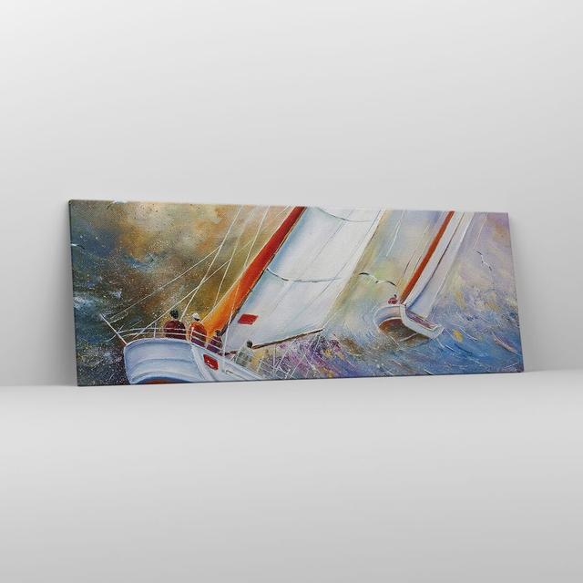 Sailboat Image Regatta - Unframed Painting on Canvas Longshore Tides Size: 50cm H x 140cm W x 1.8cm D on Productcaster.