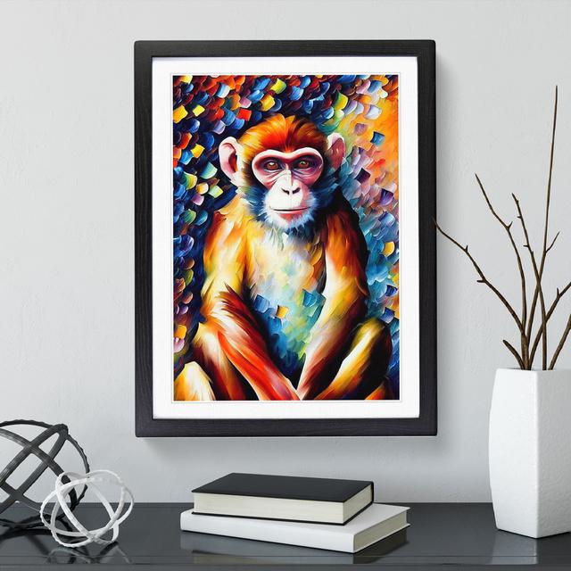 Monkey Portrait No.2 - Picture Frame Graphic Art Latitude Run Frame Colour: Black, Size: 46cm H x 34cm W on Productcaster.