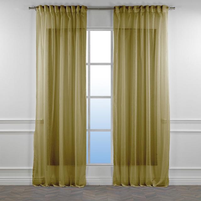 Sheer Curtain Lilijan Home & Curtain Curtain Colour: Gold, Panel Size: 280 W x 295 D cm on Productcaster.