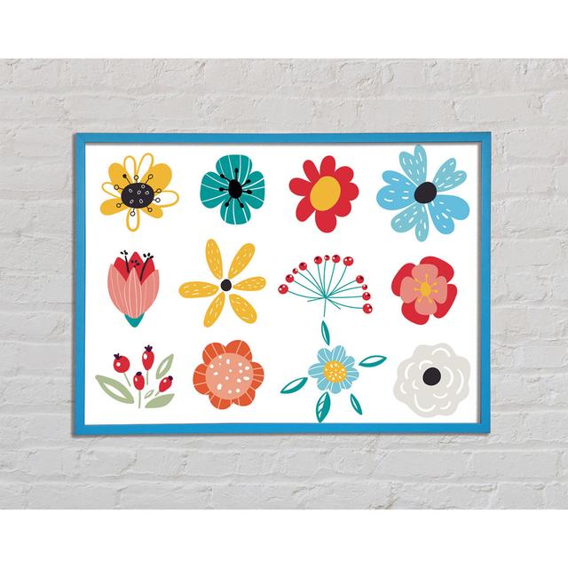 Twelve Summer Flowers - Print Ophelia & Co. Size: 29.7cm H x 42cm W x 2cm D, Format: Blue Framed Paper on Productcaster.