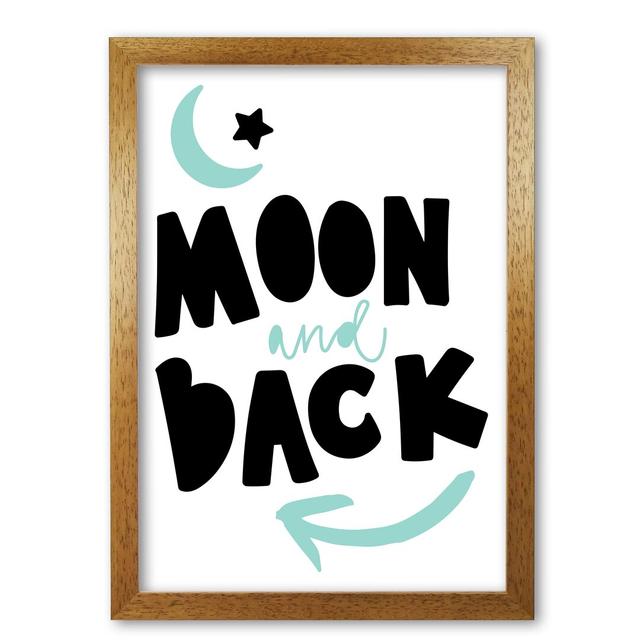 Moon And Back - Print East Urban Home Size: 60 cm H x 42 cm W x 5 cm D, Format: Honey Oak Frame, Colour: Black/Blue on Productcaster.