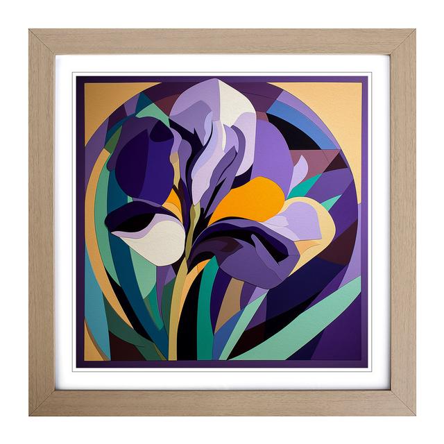 Iris Flower Constructivism No.2 - Single Picture Frame Art Prints on Wood Marlow Home Co. Format: Oak on Productcaster.