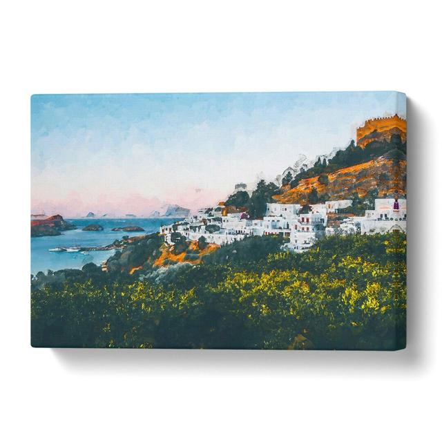 'The Island of Rhodes in Greece in Abstract' Graphic Art Print on Canvas East Urban Home Size: 40 cm H x 60 cm W on Productcaster.