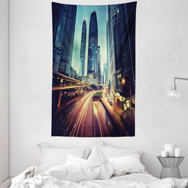 Tapestry, Traffic Hong Kong City, Seafoam Orange Yellow East Urban Home Maße: 230 cm H x 140 cm B on Productcaster.