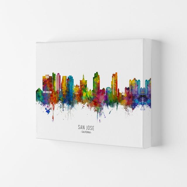 San Jose California Skyline by Michael Tompsett - Graphic Art Print Latitude Run Size: 21cm H x 29.7cm W x 4cm D, Format: Wrapped Canvas on Productcaster.