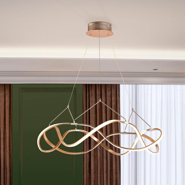 Ameer 1-Light Novelty Geometric LED Pendant Canora Grey Size: 33cm H x 92.2cm W x 92.2cm D, Finish: Gold on Productcaster.