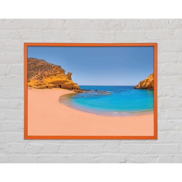 Beach Cove Blue Seas Framed Print House of Hampton Size: 29.7cm H x 42cm W x 2cm D, Format: Orange Framed Paper on Productcaster.