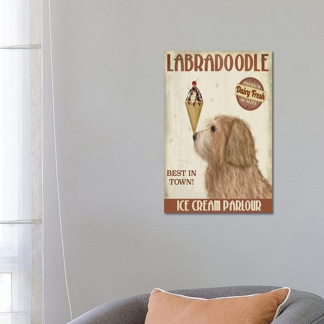 Labradoodle, Golden, Ice Cream by Fab Funky - Wrapped Canvas Print Happy Larry Size: 66.04cm H x 45.72cm W x 3.81cm D on Productcaster.