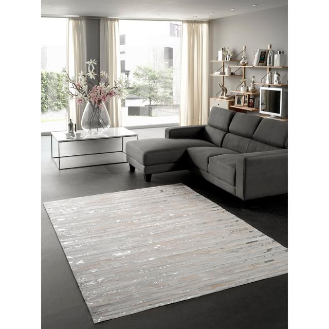 Abdullah Hand Hooked Fur Beige Rug Ebern Designs Rug Size: Round 140cm on Productcaster.