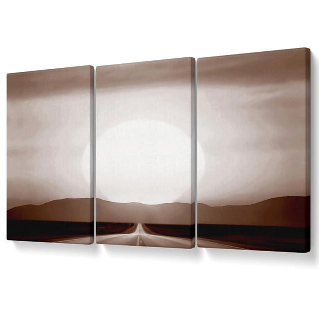 Chocolate Road to the Sun - 3 Piece Wrapped Canvas Graphic Art Ebern Designs Size: 81.3cm H x 163cm W on Productcaster.