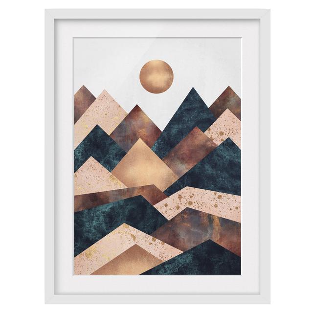 Geometric Mountains Bronze - Picture Frame Graphic Art Canora Grey Frame Option: White Framed, Size: 70cm H x 50cm W x 2cm D on Productcaster.