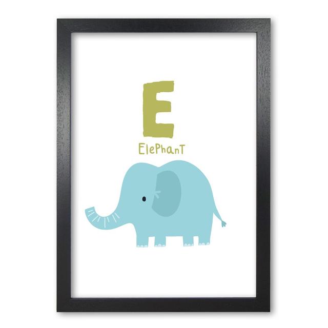 Alphabet Animals, E Is for Elephant - Graphic Art Print on Paper East Urban Home Size: 85 cm H x 60 cm W x 5 cm D, Format: Black Grain Frame on Productcaster.