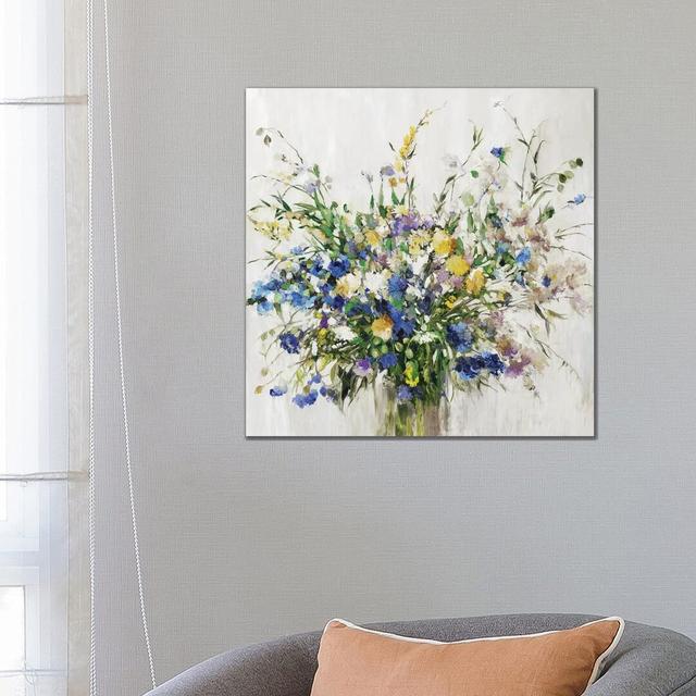 Wild Flower Bouquet by Asia Jensen - Wrapped Canvas Painting Rosalind Wheeler Size: 66cm H x 66cm W x 1.91cm D on Productcaster.