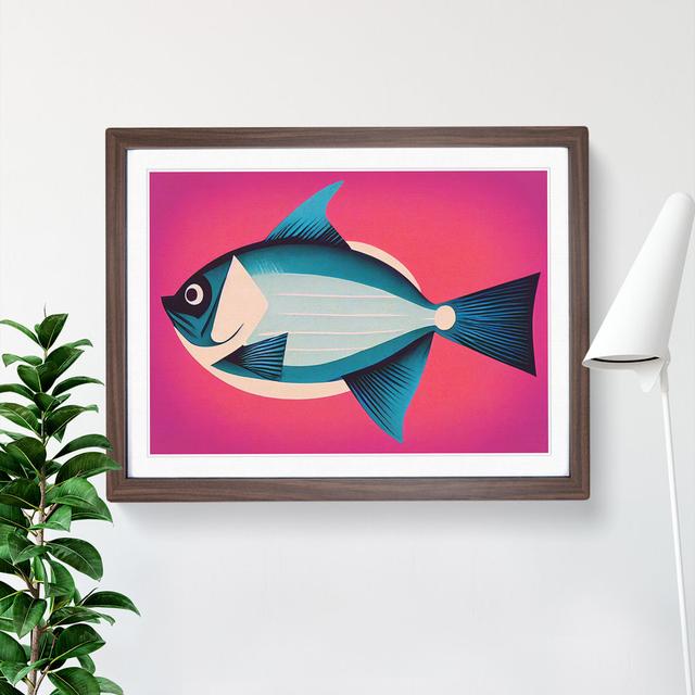 Brilliant Fish House of Hampton Frame Colour: Walnut Framed, Size: 25cm H x 34cm W x 2cm D on Productcaster.