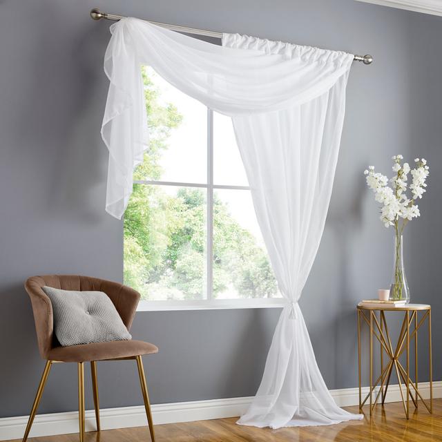 Mikequan Slot Top Sheer Curtain 17 Stories Panel Size: 150 W x 183 D cm, Colour: White/White on Productcaster.