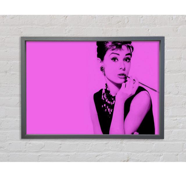 Audrey Hepburn Pink - Einzelner Bilderrahmen Kunstdrucke auf Leinwand Bright Star Größe: 100 cm H x 141,4 cm B x 3,3 cm T on Productcaster.