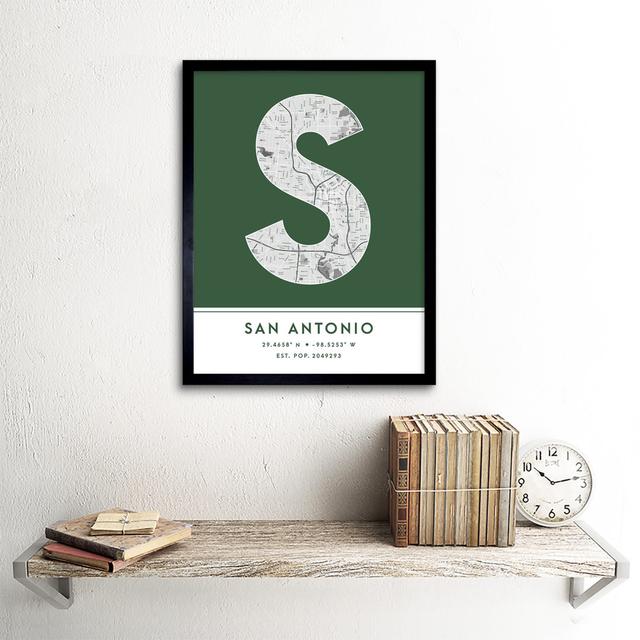 San Antonio Texas United States City Map - Picture Frame Typography Wee Blue Coo on Productcaster.