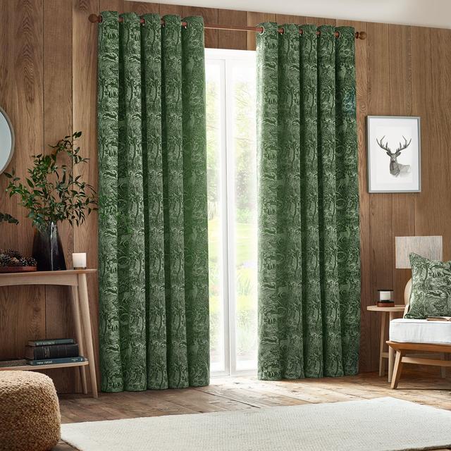 Polyester Room Darkening Curtain Pair (Set of 2) furn. Panel Size: 168cm Width x 183cm Drop, Curtain Colour: Green on Productcaster.