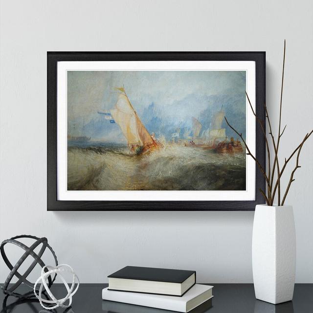 Ship at Sea by Joseph Mallord William Turner - Picture Frame Painting on MDF East Urban Home Size: 27cm H x 36cm W x 2cm D, Frame Option: Black Framed on Productcaster.