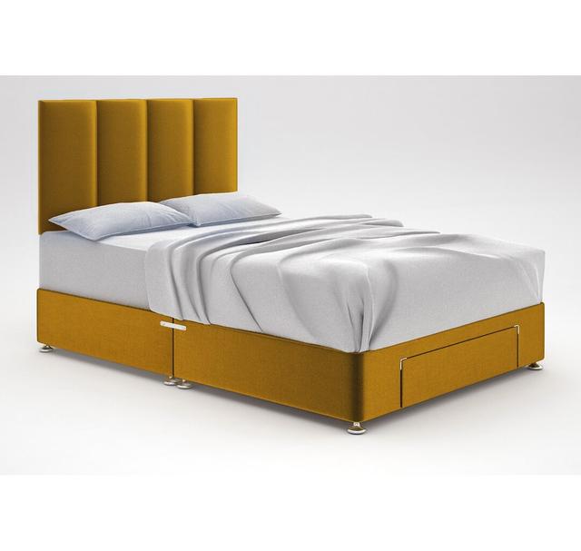 Bendooragh Divan Bed Base 17 Stories Size: Super King (6'), Storage Type: End Drawer, Colour: Gold on Productcaster.