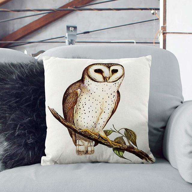 Delicate Owl by Elizabeth Gould Cushion with Filling East Urban Home Size: 40cm H x 40cm W x 15cm D on Productcaster.