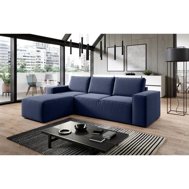 Ecksofa Eveliina Ebern Designs Ausrichtung: Ausrichtung Links, Polsterfarbe: Blau on Productcaster.