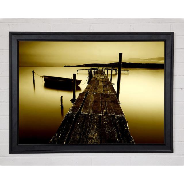 Rustic Ocean Jetty Sepia Framed Print Highland Dunes Size: 42cm H x 59.7cm W x 1.5cm D on Productcaster.