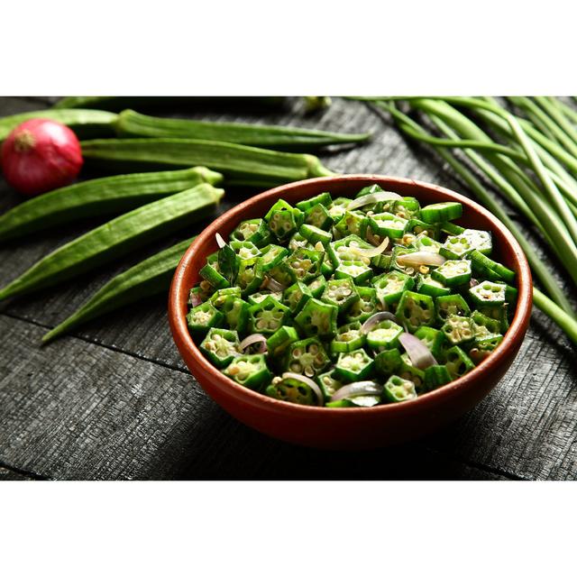 Organic Okra - Wrapped Canvas Print 17 Stories Size: 81cm H x 122cm W x 3.8 cm D on Productcaster.