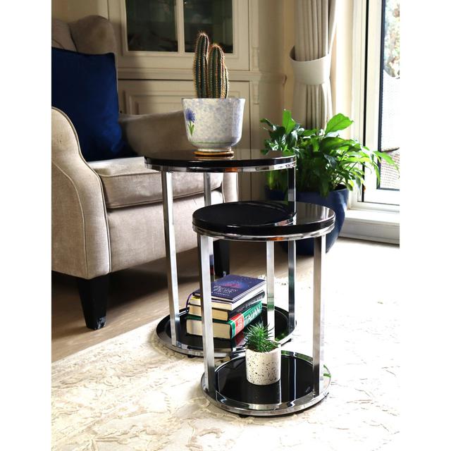 Ayeshia 2 Piece Side Table Set (Set of 2) Metro Lane Colour: Black on Productcaster.