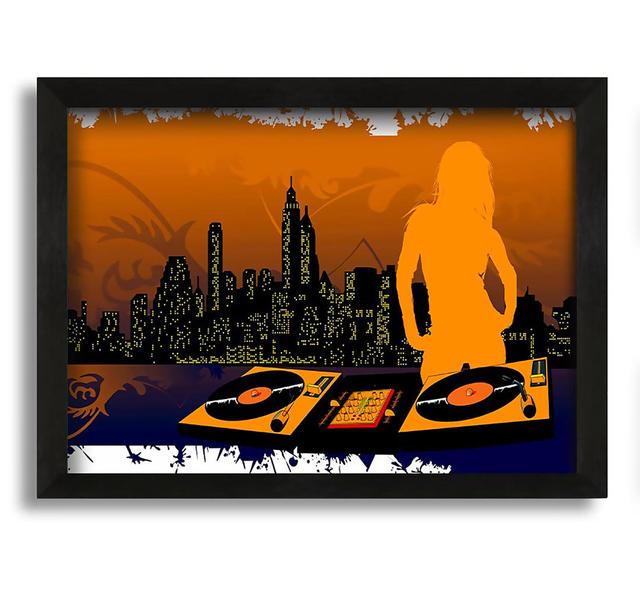 Dj City Babe Orange - Picture Frame Graphic Art on Canvas Ophelia & Co. Size: 42cm H x 60cm W x 10cm D on Productcaster.