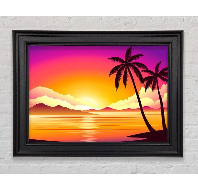 Paradise Illustration Beach Framed Print Highland Dunes Size: 100cm H x 141.4cm W x 8cm D on Productcaster.