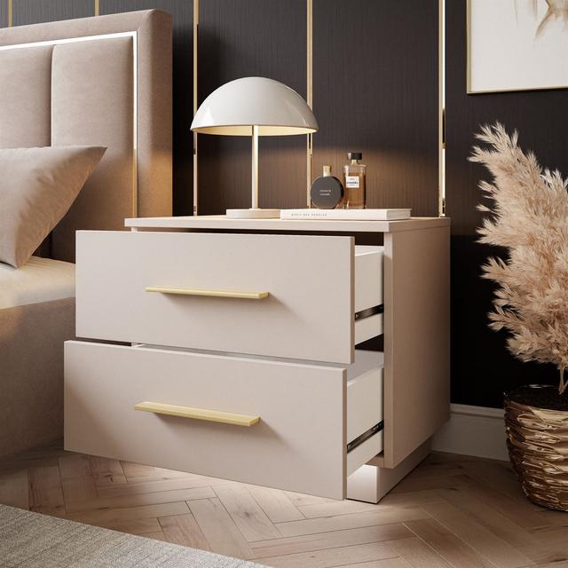 Catrien Bedside Table Metro Lane Colour: Cashmere/Matte Gold on Productcaster.