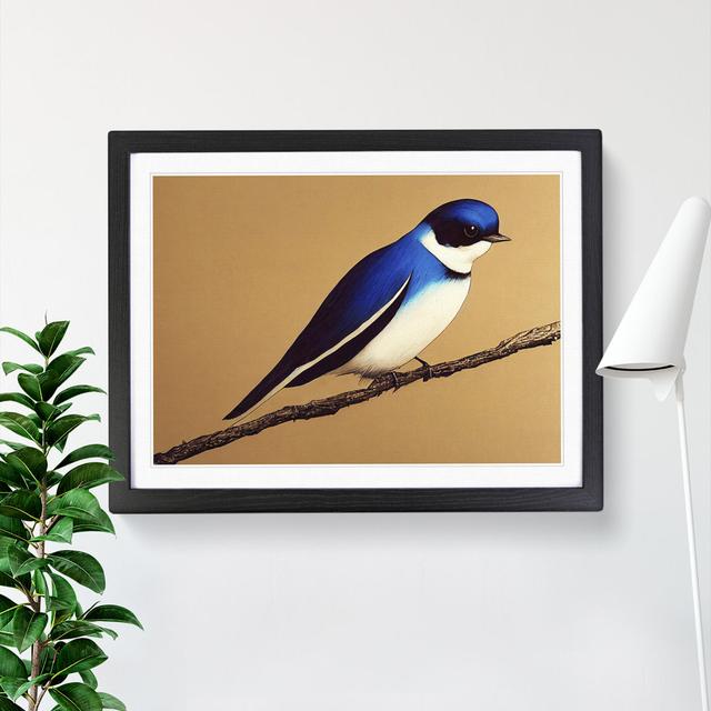 Glowing Swallow Bird - Single Picture Frame Print ClassicLiving Frame Option: Black, Size: 25cm H x 34cm W x 2cm D on Productcaster.